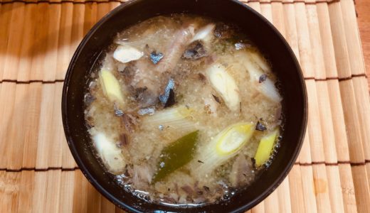 Fish miso soup with mackerel cans