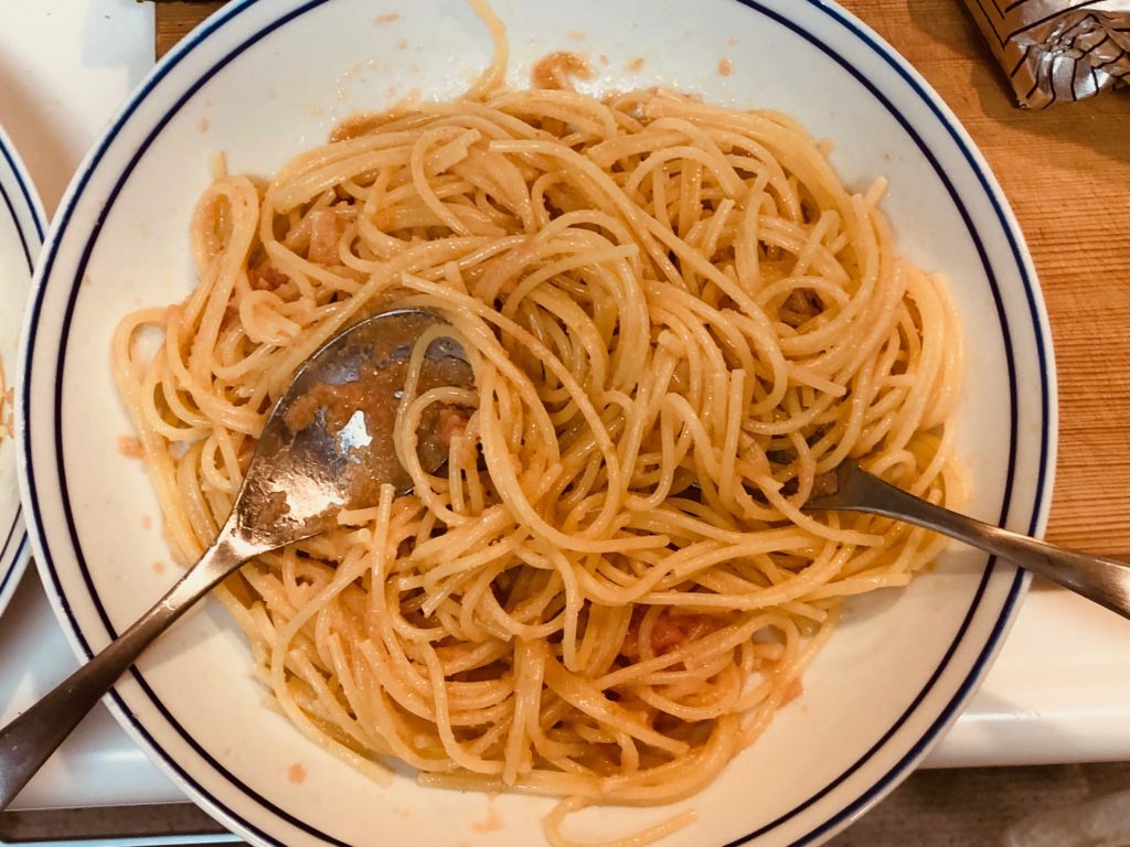 Mix pasta noodles and ingredients